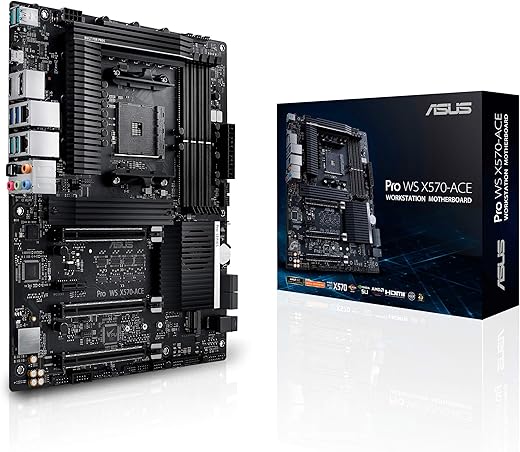 ASUS AMD AM4 Pro WS X570-Ace ATX Workstation Motherboard with 3 PCIe 4.0 X16, Dual Realtek and Intel Gigabit LAN, DDR4 ECC Memory Support, Dual…