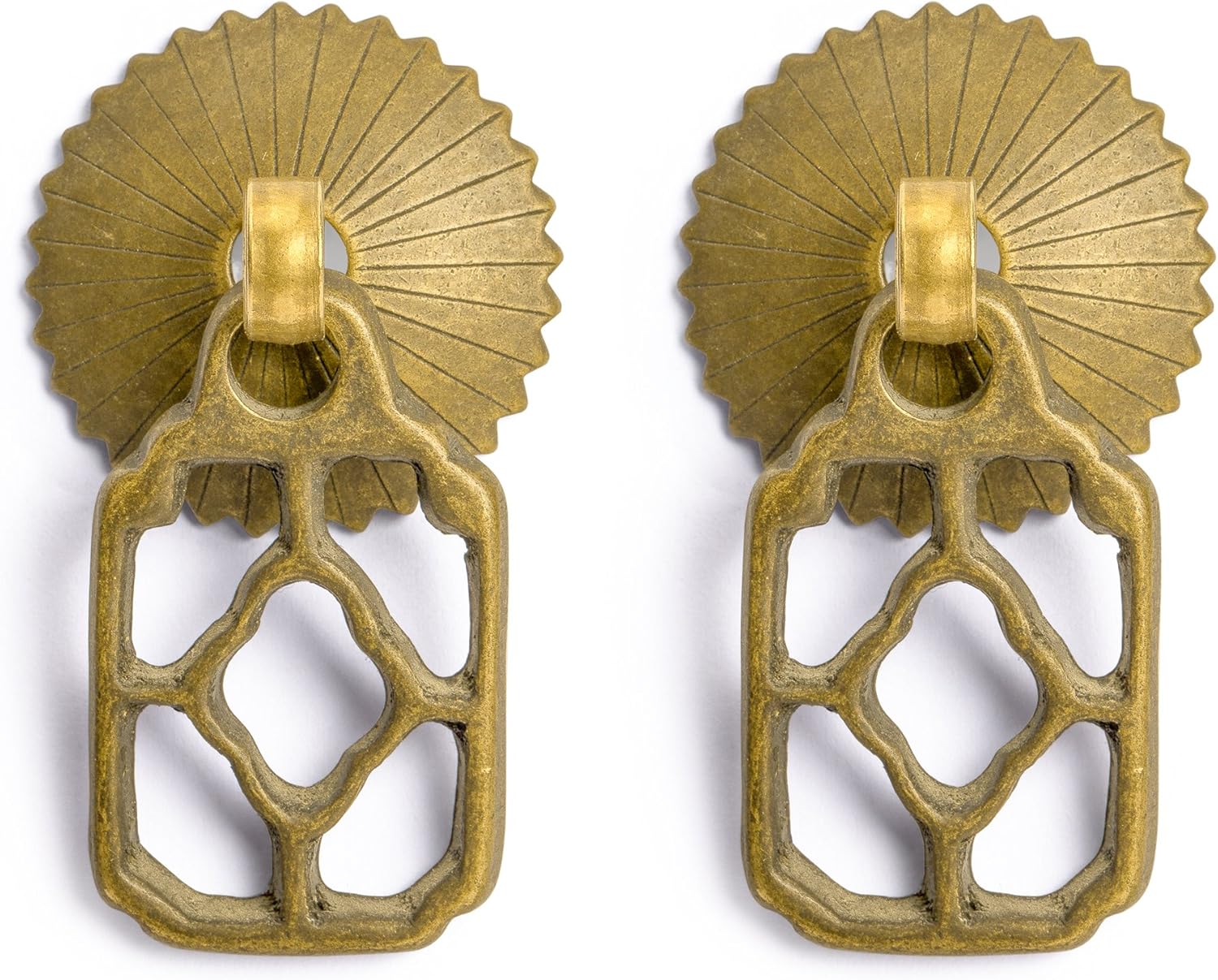 Hardware Philosophy "Flower Box Brass Hardware Pulls 2.1 Inches - Set of 2 - Architectural, Interior Design, Furniture Cabinet Customization Hardware