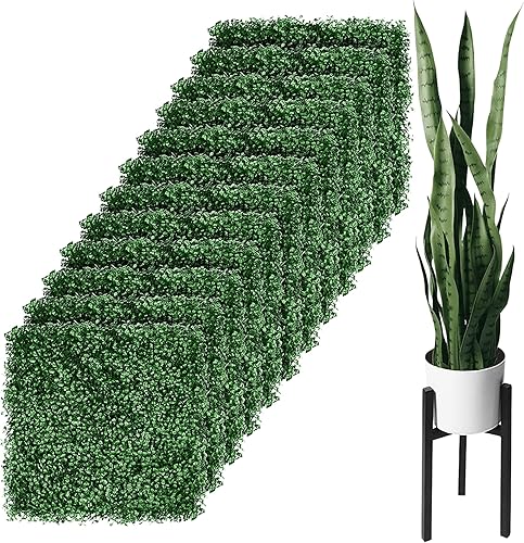 flybold Panel de pared de hierba, paneles de pared de seto de boj de hierba y serpiente falsa, planta de serpiente artificial, planta de serpiente