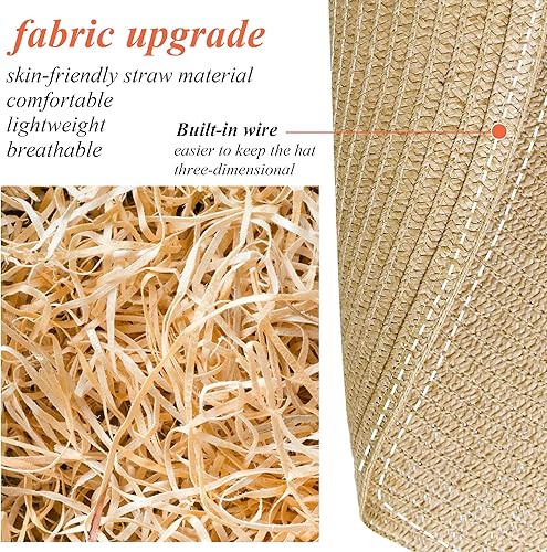 Miniatura 8 de Sombrero de paja de gran tamaño para mujer, UPF 50+, sombrero de verano de ala ancha, plegable, enrollable, sombrero de viaje, sombreros de playa