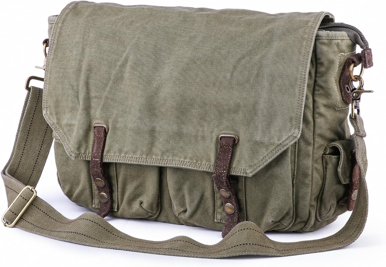 Hottest Sale Gootium Canvas Messenger Bag - Vintage Satchel Cross Body Shoulder Bag, Fit 15.6-Inch Laptop, Olive Green Best Promo Gootium Canvas Messenger Bag - Vintage Satchel Cross Body Shoulder Bag, Fit 15.6-Inch Laptop, Olive Green
