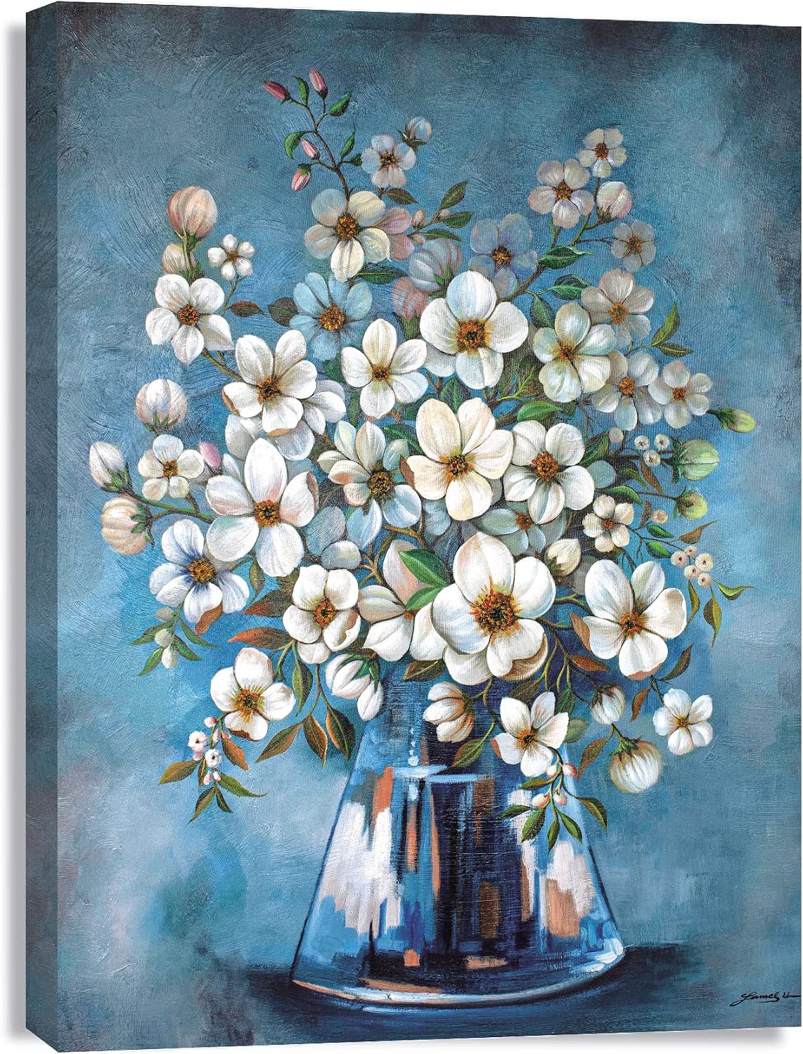 BQC Flower Wall Art Flower Pictures Wall Decor Floral Canvas Wall Decor Floral Wall Art with Flowers Wall Art 12" X 16" Flower Painting Floral Wall Decorations for Living Room Bathroom