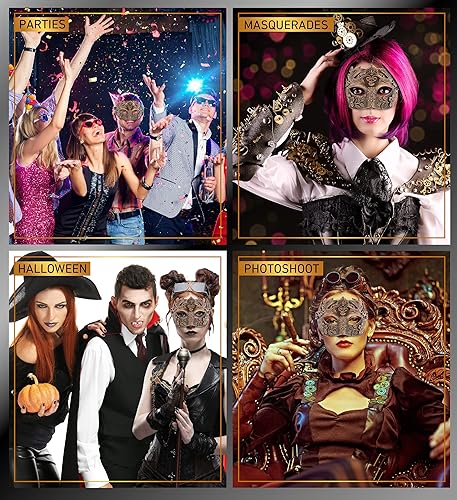 Miniatura 4 de Máscara de baile de máscaras real veneciana, máscara steampunk de media mascarada, accesorio de disfraz barroco