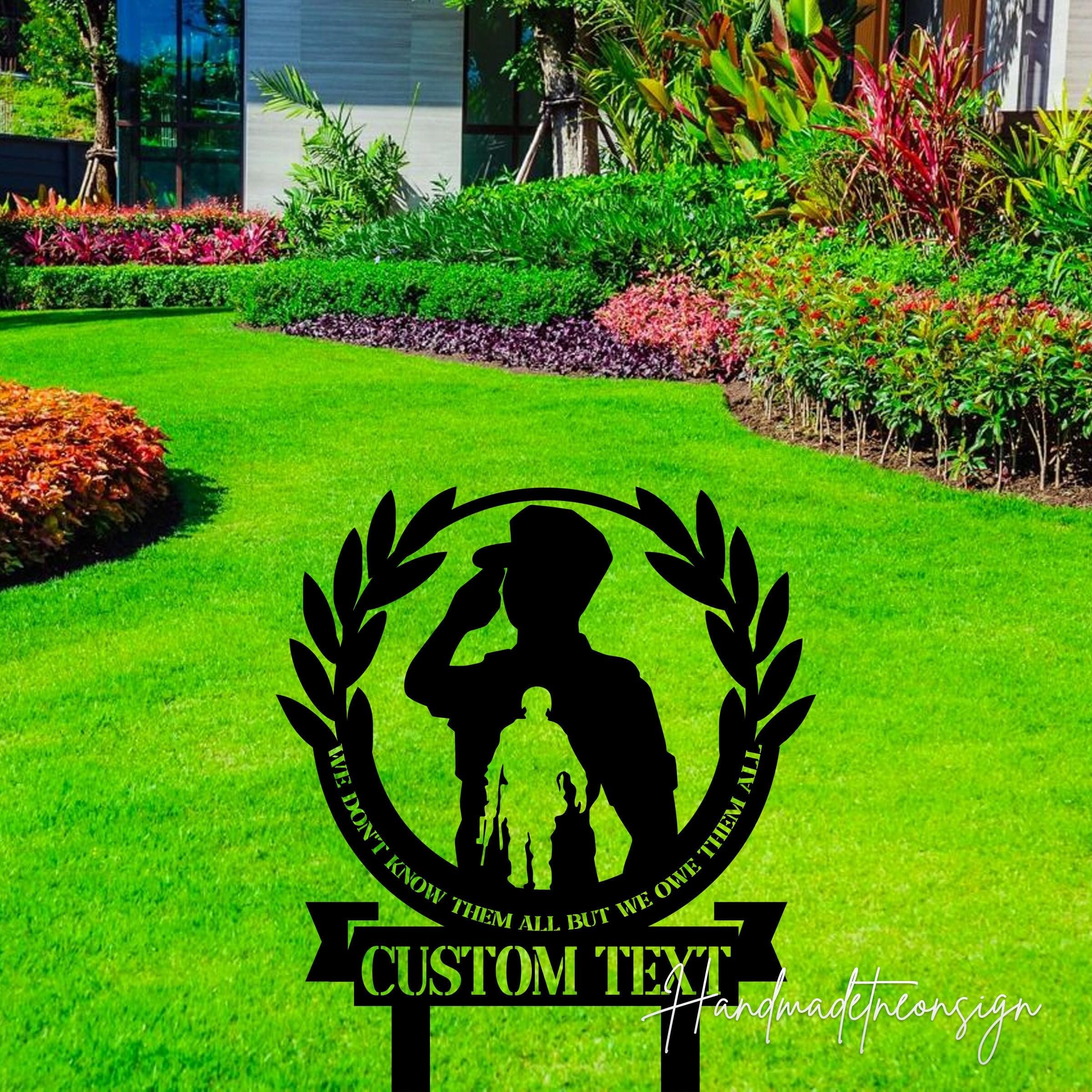 Custom Veteran Solute Memorial Plaque Personalised Memorial Veteran Solute Name Sign Cemetery Decoration Grave Ornaments Sympathy Gift Grave Marker