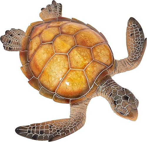 Miniatura 8 de Estatuas al aire libre: Estatua de tortuga marina, decoración de jardín, exhibición de mesa y tortuga de jardín colgante de pared (ámbar)