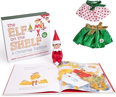 The Elf on the Shelf - Girl Elf Edition with North Pole Blue Eyed Girl Elf, Bonus Pair of Party Skirts, and Girl-Character...