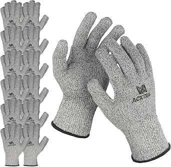 ACKTRA Cut Resistant Safety WORK Gloves, Level 5, EN 388, Bulk Pack WG010