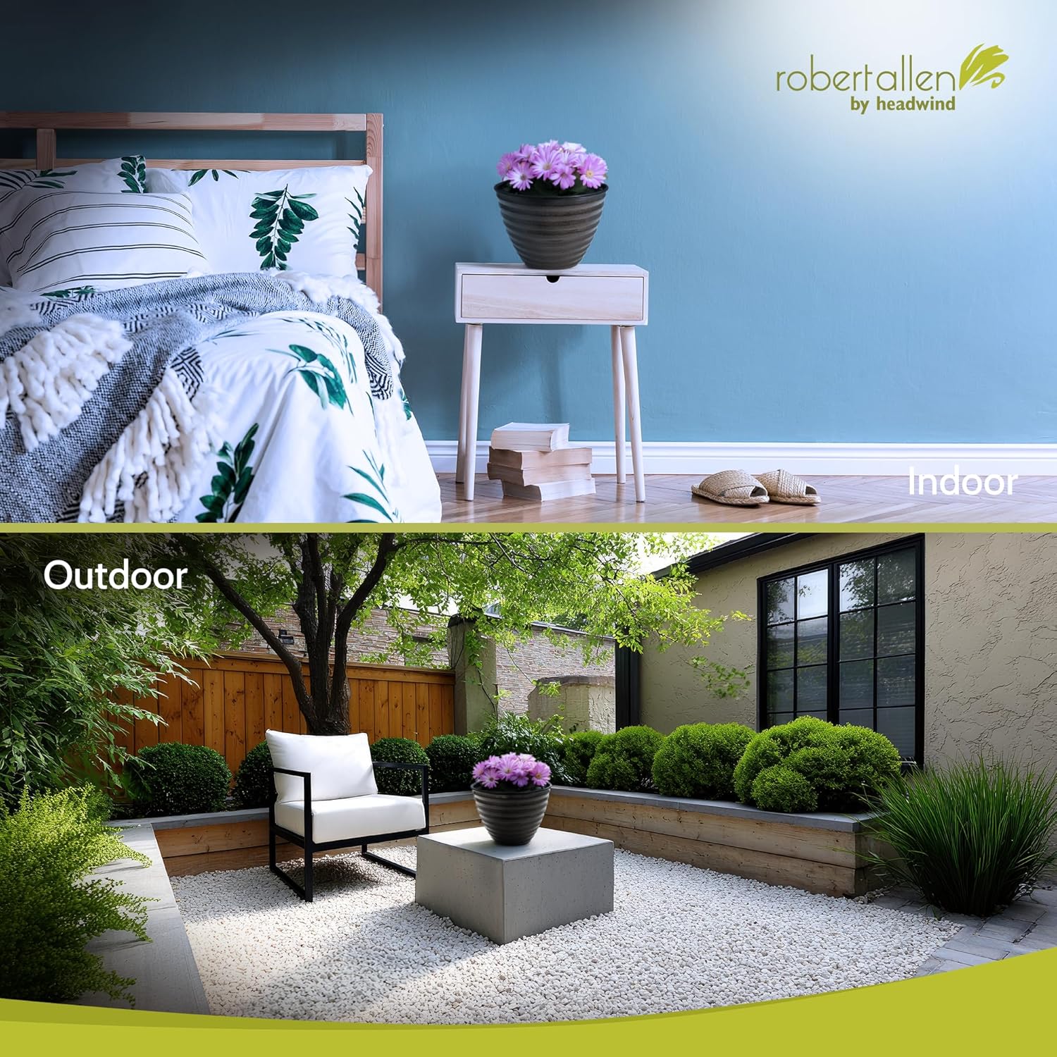 Headwind Avondale Collection Ironstone Decorative Planter - 6 Inch Pebblewood Grey Finish, Lightweight, Durable, Rust-Resistant, Weatherproof, Indoor & Outdoor Use by Robert Allen