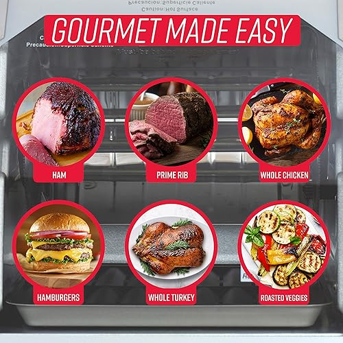 Miniatura 6 de Ronco Showtime - Asador y horno de barbacoa de gran capacidad, edición platino, controles digitales, velocidad de rotación preestablecida perfecta,