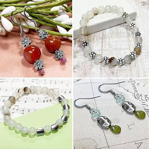 Miniatura 4 de Cuentas planas, cuentas espaciadoras de plata para hacer joyas, cuentas de joyería para pulseras, cuentas de flores y surtidos de cuentas, cuentas
