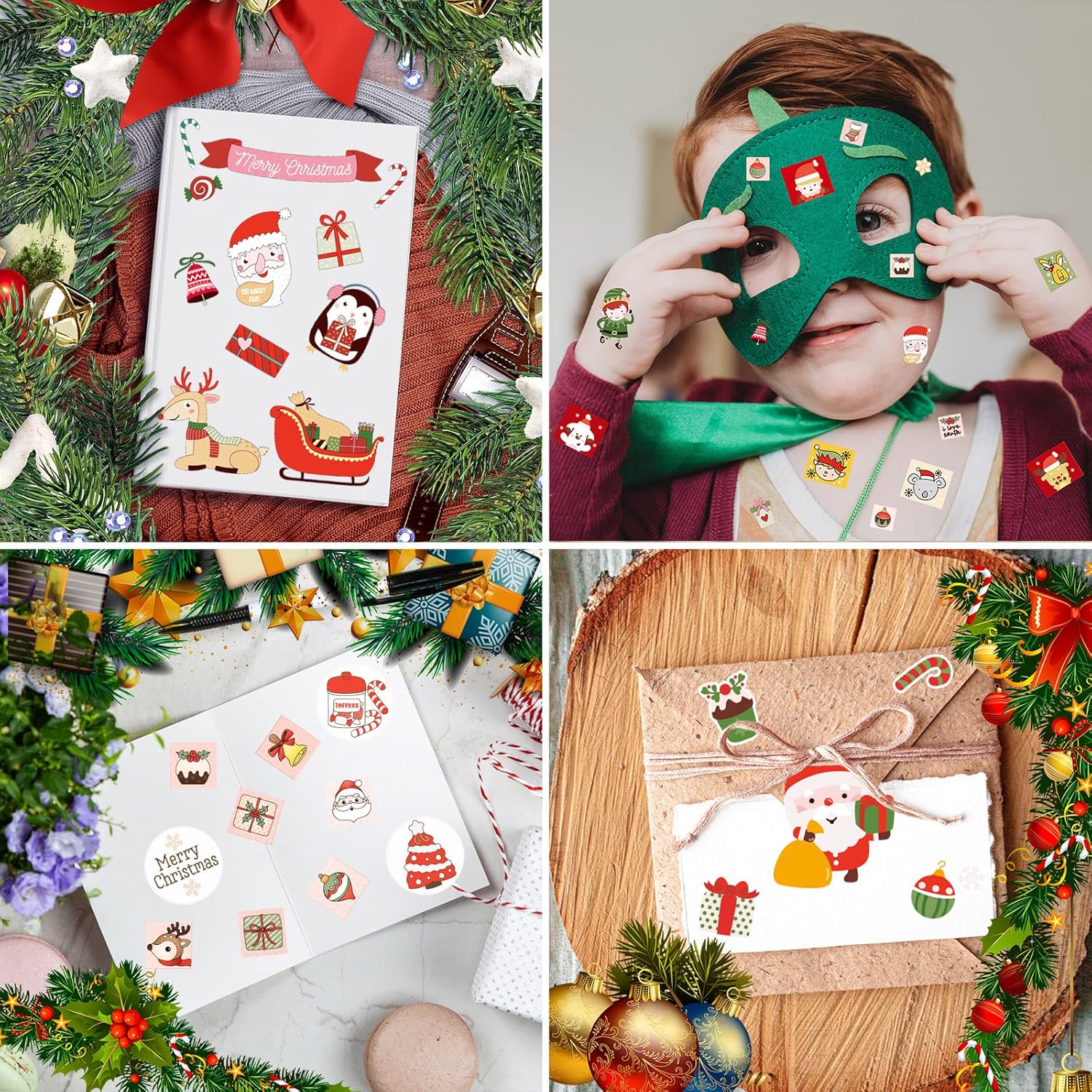 1200 Pieces Christmas Stickers, Xmas Holiday Envelopes Merry Christmas Gift Decorations, Santa Claus, Reindeer, Snowman Winter Stickers for Notebook, Bottles, Mega Sticker Pack Gift for Kids - Image 6