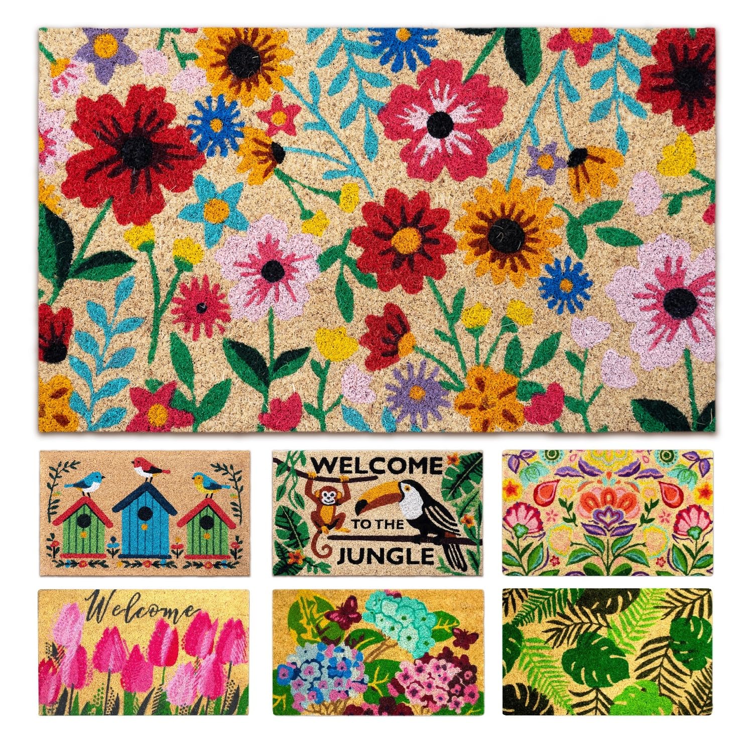 Wycieraczka wejściowa do domu Oryginał - Botaniczny - 40 x 70 cm - Dywan wejściowy do domu na zewnątrz i wewnątrz - Wycieraczka kokosowa - wytrzymała i antypoślizgowa