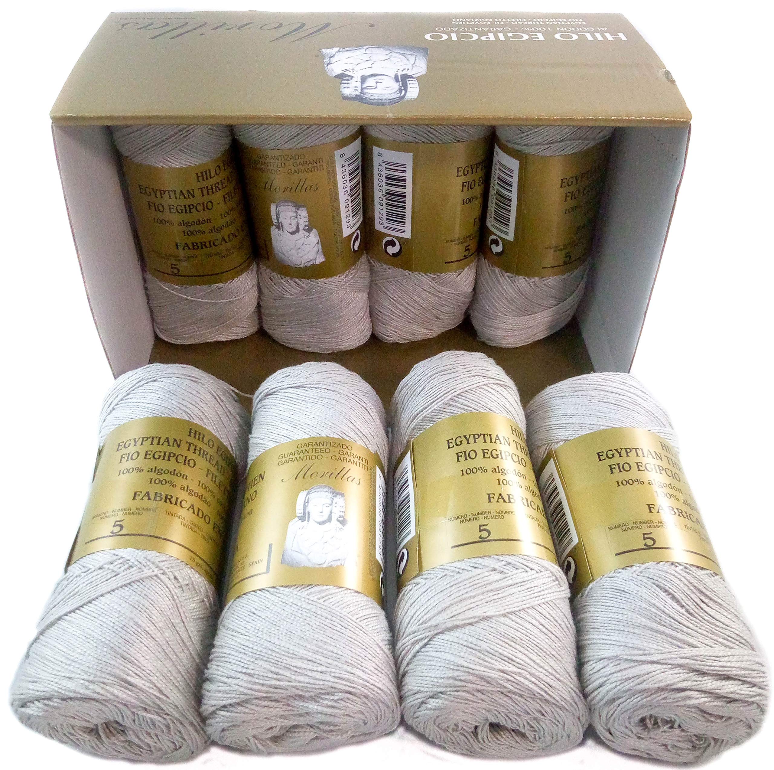 PACK 8 ZEPELINES Algodón perlé 100% egipcio mercerizado para DIY y tejer a mano labores de ganchillo o punto con un acabado elegante. (8 X 75gr)… (5, CRUDO