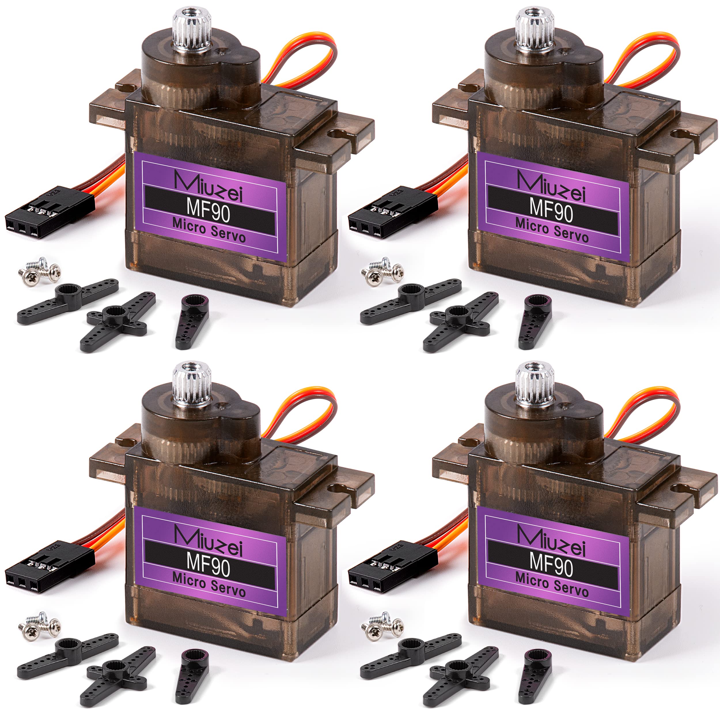 Miuzei Micro Servo Metal Gear 90 9G RC Motor Steering for Arduino Set Helicopter Flight Boat