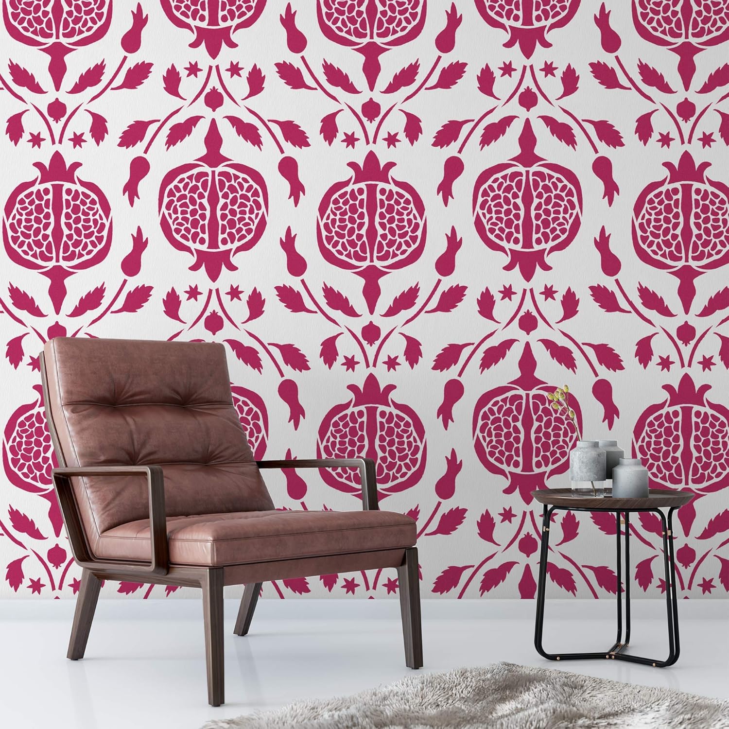 Pomegranate Pattern Wall Stencil - DIY Home Decor Project Ideas