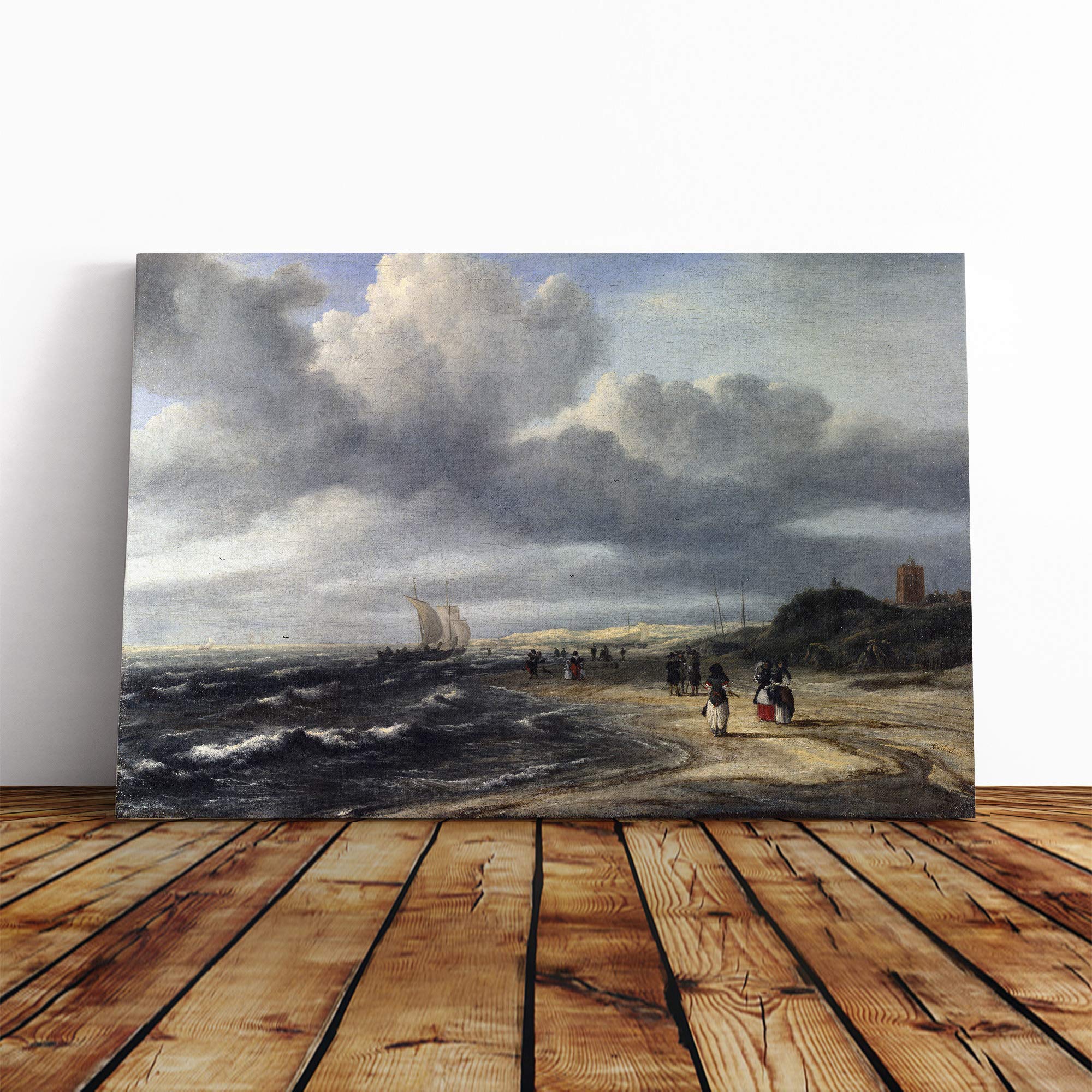 Jacob Ruisdael The Shore at Egmond Canvas Print | Gallery Wrapped 30mm Frame Wall Art | 24x16 inches | Ready to Hang | Modern Picture | Living Room Bedroom Lounge Office