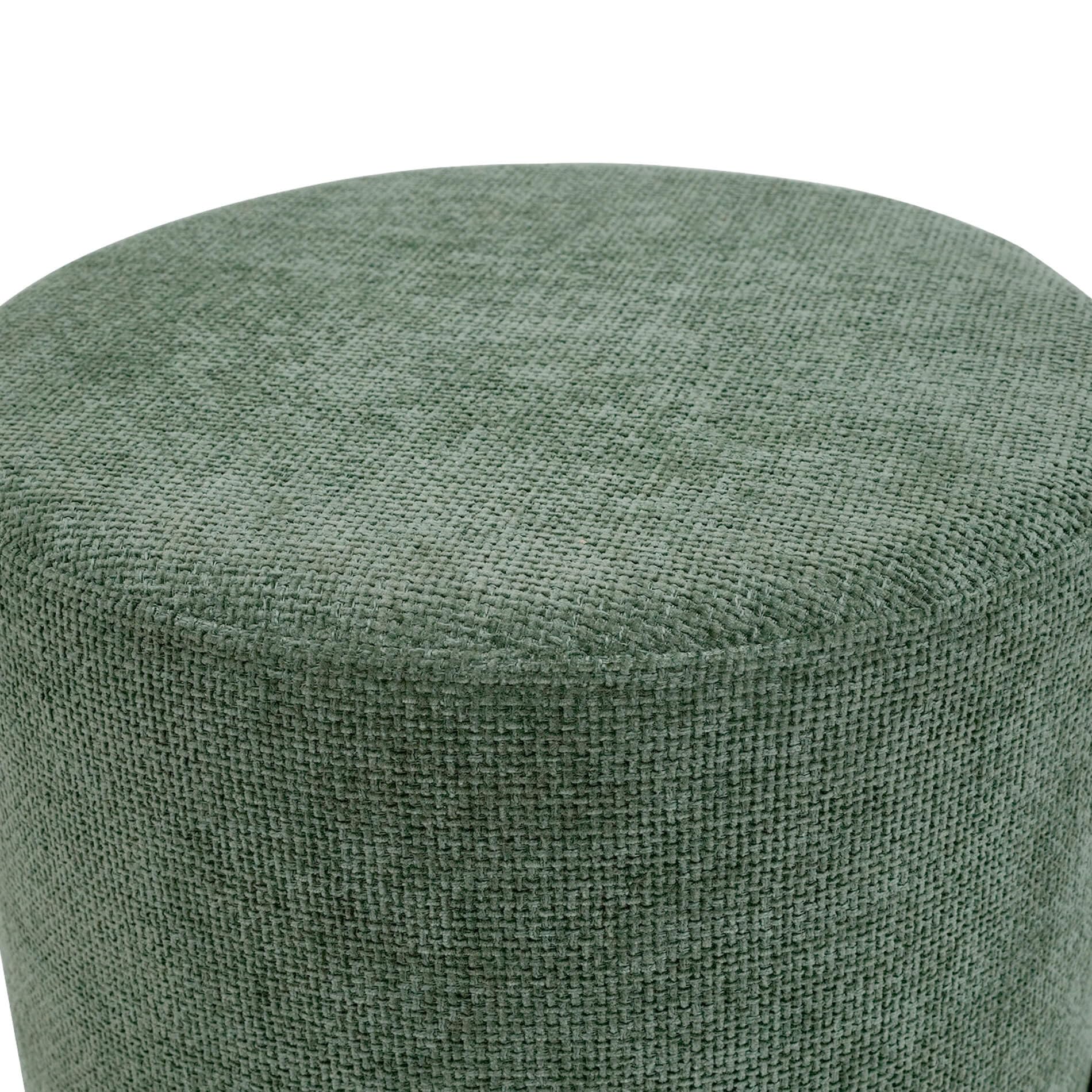 Rebecca Mobili Tabouret Moderne, Pouf Repose-Pieds Bas, Vert Foncé, Tissu Polyester Acier, Rembourré, Rond, pour Salon - Dimensions HxLxP: 43,5 x 38 x 38 cm - Art. RE7060
