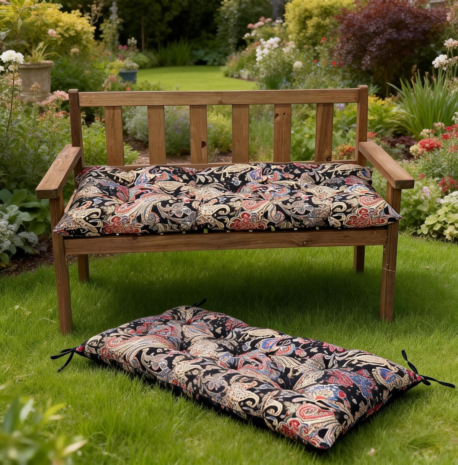 Waterproof & Sun-Resistant Outdoor Bench Cushion - Universal Fit for Patio Chairs, Swing Seats.Lounger Seat Cushions Outdoor Loveseat Bench Seat Pads (Khaki,39.4 X 19.7 Inch)