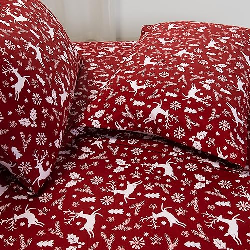 Miniatura 6 de Elegant Comfort Sábanas suaves de lujo con patrón navideño 1500 microfibra de calidad hotelera de alta calidad, suave, resistente a las arrugas y a