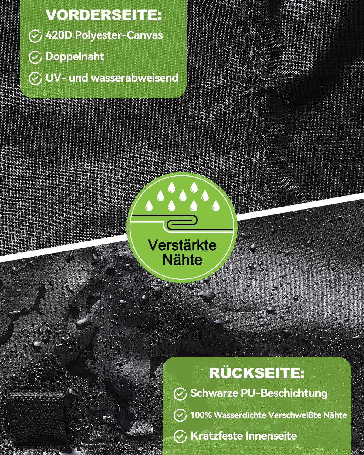 Gartenstuhl Abdeckung, 2er Schutzhülle für Gartenstühle Wasserdicht, Winterfest & UV-Beständig, 420D-Oxford Reißfeste Abdeckhaube für Stapelstühle mit Kordelzug & 4 Verschlussgurte, 70x70x80/120cm