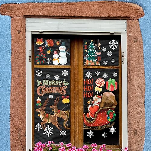 Miniatura 7 de Decoraciones de fiesta de Navidad  Calcomanías de copo de nieve para ventana de vidrio  Decoraciones de Navidad para interiores y exteriores
