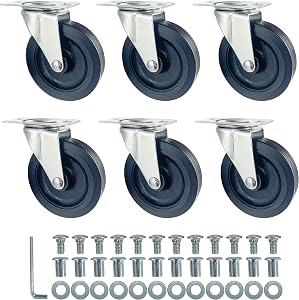 Caster Wheels for Mechanic Creepers Wheels Replacements, Quality Replacement Parts Fit for 36'' - 40'' Plastic Creeper, 3'' in Diam., Pack of 6