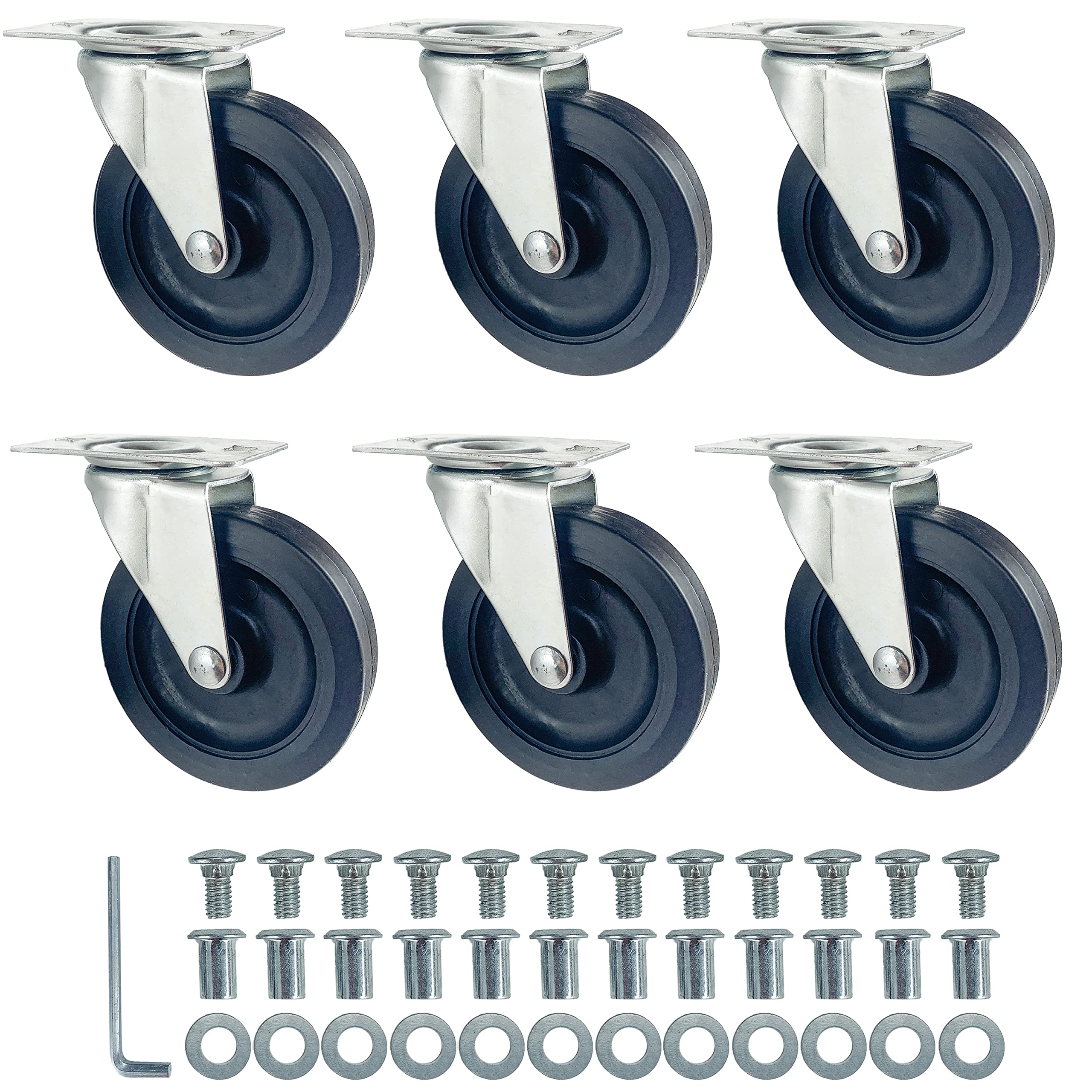 Caster Wheels for Mechanic Creepers Wheels Replacements, Quality Replacement Parts Fit for 36'' - 40'' Plastic Creeper, 3'' in Diam, Pack of 6