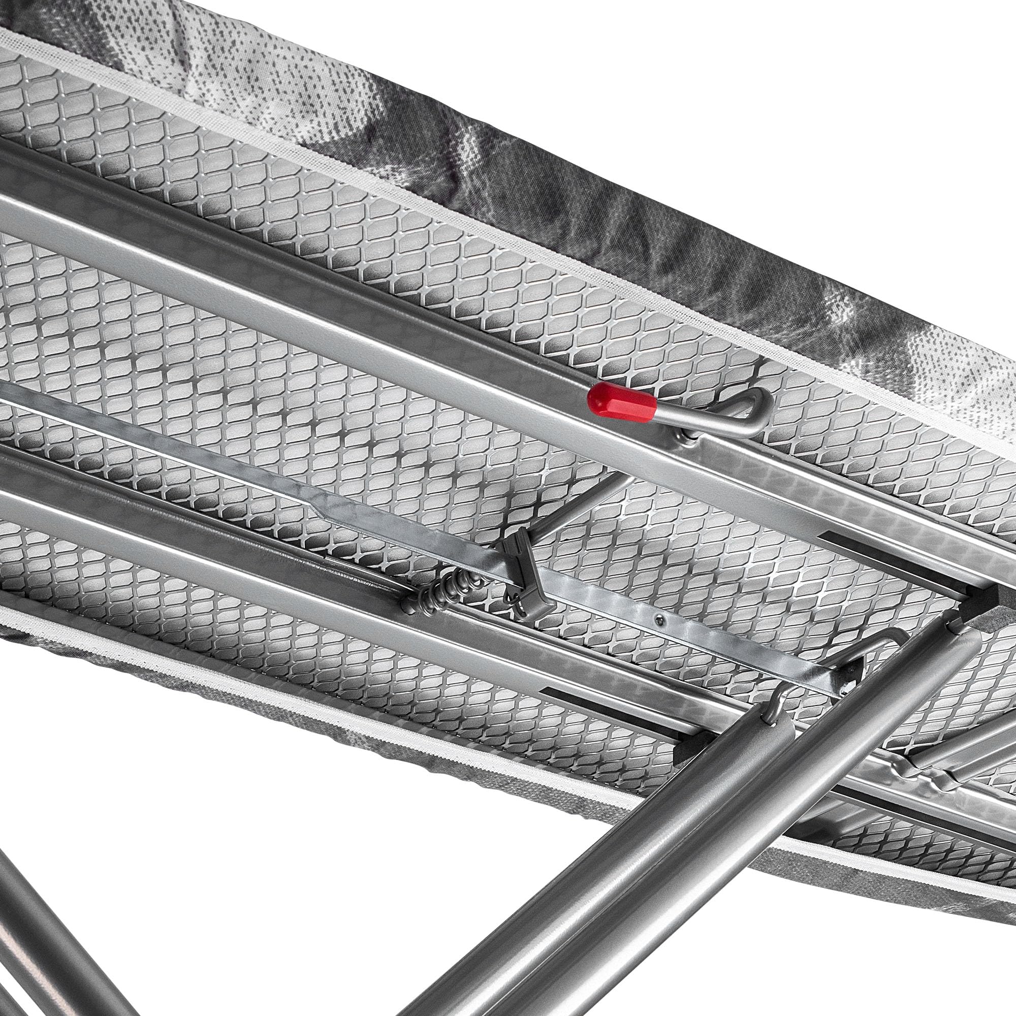 KADAX großes Bügelbrett 120x38cm - Stabiler Bügeltisch für Dampfbügelstation, klappbar, höhenverstellbar, mit Metallgitter, mit hitzebeständiger Bügeleisenablage