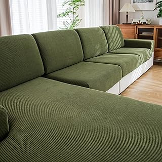 Couch Cushion Covers, Comfort Soft Magic Sofa Covers Washable Stretch Resistant Slipcovers for Sectional and L Shaped Seats Furniture Protectors for Pets (1PC Back Couch Cover, Green)