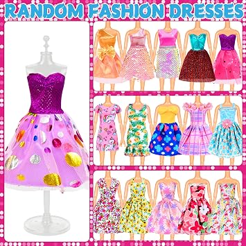 82 Pack Doll Clothes and Accessories - 2 Princess Dresses 1 Evening Dresses 5 Fashion Dresses 2 Tops 2 Pants 2 Bikini Swimsuits 20 Shoes 48 Accessories Size Suit for 11.5 Dolls for Ages 6 7 8 9 10