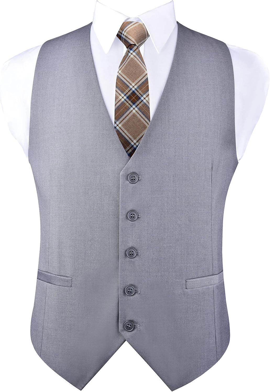 GUSLESON Men's V-Neck Suit Vests Solid Color Formal Slim Fit Business Dress Vest Waistcoat