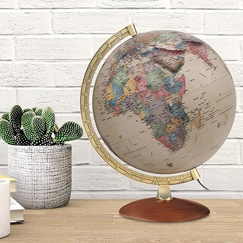 Miniatura 7 de Waypoint Geographic Athens - Globo de alivio iluminado estilo océano antiguo de 12 pulgadas para decoración del hogar y la oficina