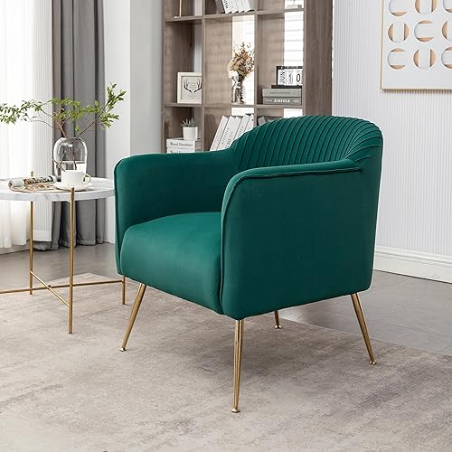 Miniatura 6 de Sillas decorativas de terciopelo contemporáneas para sala de estar, dormitorio y entrada, sillón moderno con elegantes patas de metal, elegante