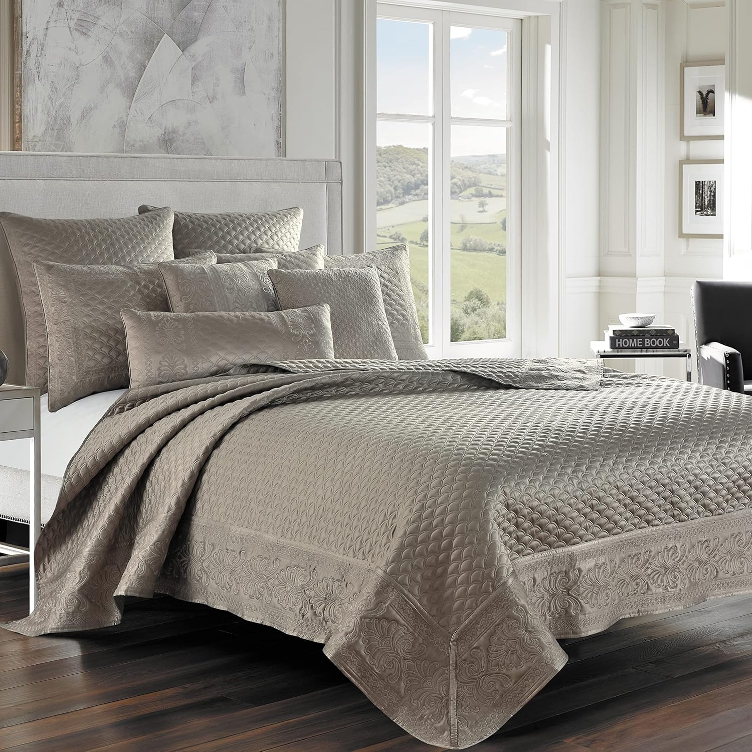 Five Queens Court Lincoln Cal King Coverlet, Taupe, 108X94