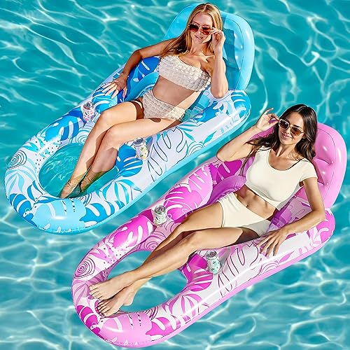SLOOSH Paquete de 2 flotadores inflables para piscina para adultos, flotador de piscina para sala de estar, balsa, flotadores, silla reclinable