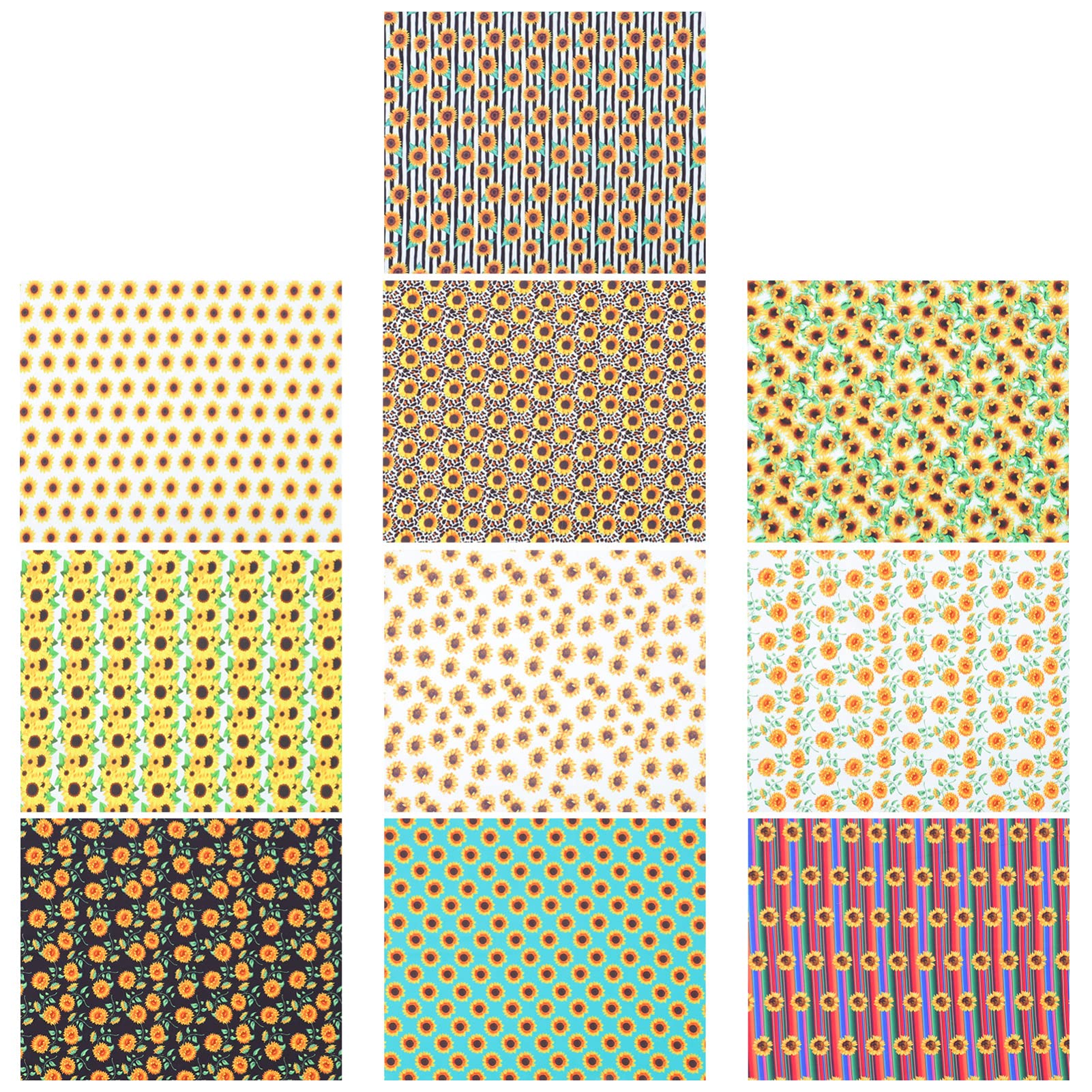 Tessuto Patchwork Cotone Girasole 10 Fogli per Cucito e Bricolage