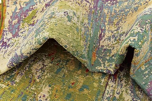 Miniatura 17 de Unique Loom - Alfombra colección de círculos abstractos, de transición para interiores y exteriores, beige, Polipropileno, Azul (multiblue)