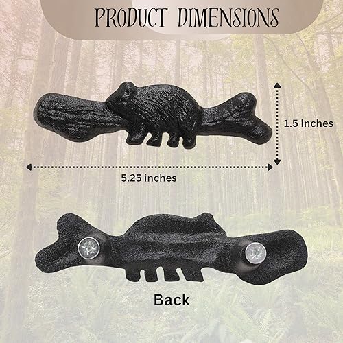Miniatura 3 de BestGiftEver 6 tiradores de cajón Black Bear - Accesorios rústicos de hierro fundido para cabaña, manijas de cajones con temática de vida silvestre