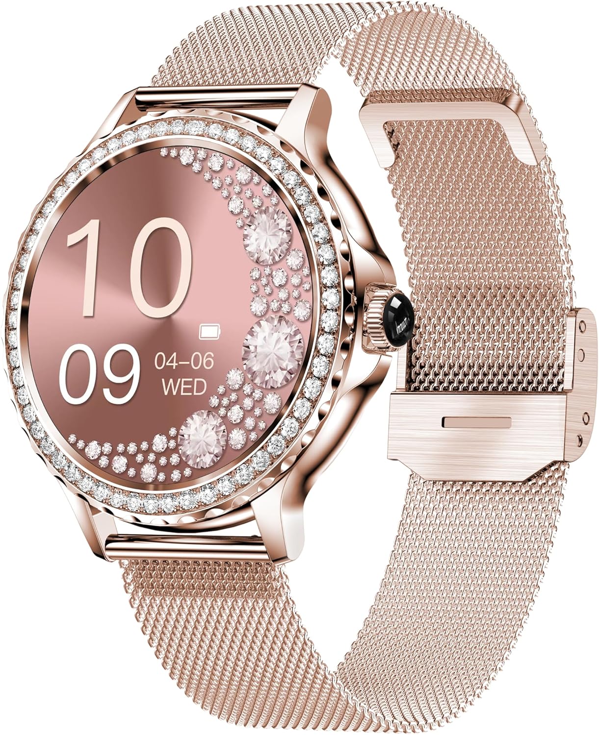 Pard Reloj inteligente para mujer de 1.3 pulgadas con detección de sueño, presión arterial de frecuencia cardíaca para dispositivos iOS Android, oro