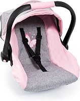 Bayer Design Easy Go Doll Car Seat with Canopy, Pink Grey Butterfly - Fits 18" Dolls, Pram Compatible Accessory