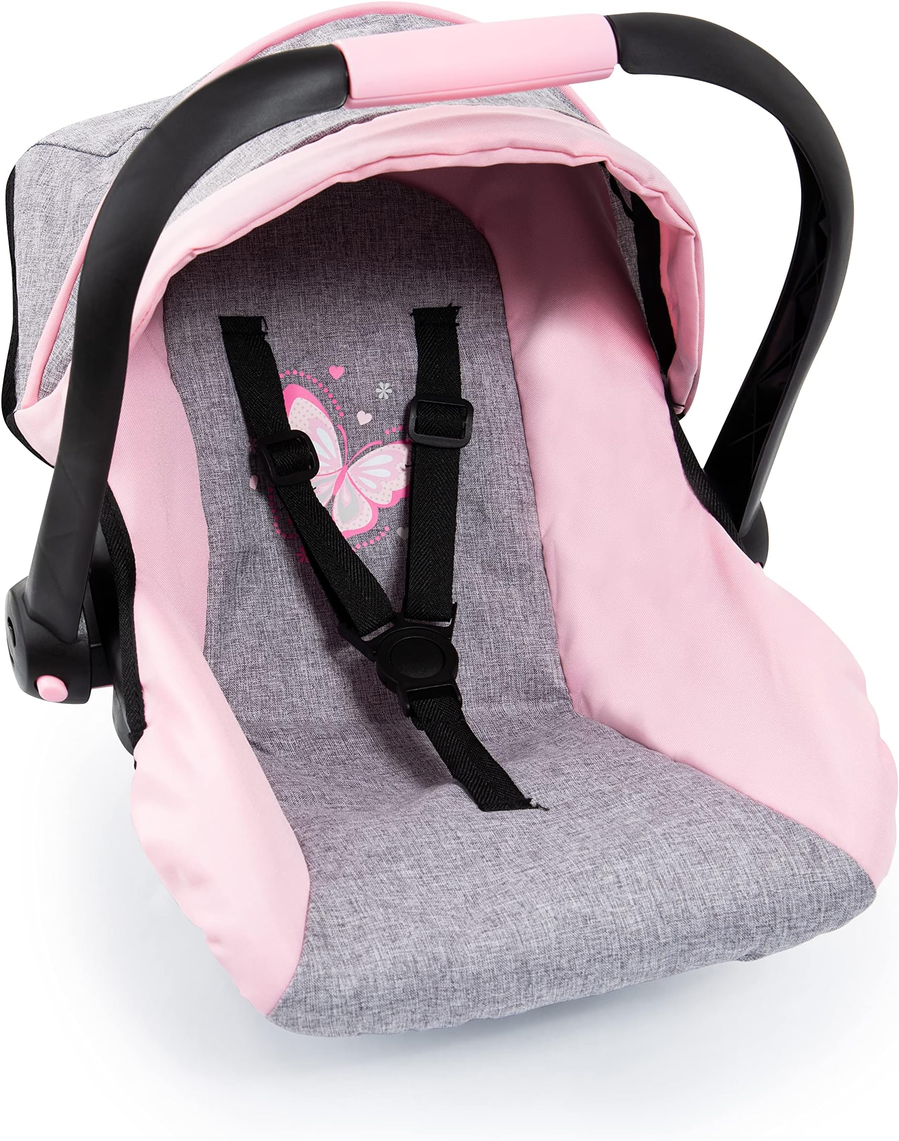 Design 67933AA Toy, Car Seat Easy Go for Neo Vario Pram with Cover, Doll Accessories, Pink, Grey with Butterfly,Grey/pink, for dolls up to 18"