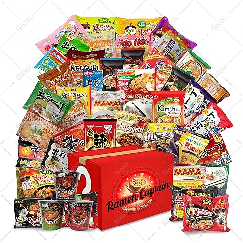 Assorted Ramen Variety Bundle. Instant Noodle Box includes Free Fortune Cookie & Free Chopsticks. Noodle mix of Nong Shim, Nissin, Samyang, Mama, Acecook, Kung-Fu, Ottogi with Extra Mix Brands.