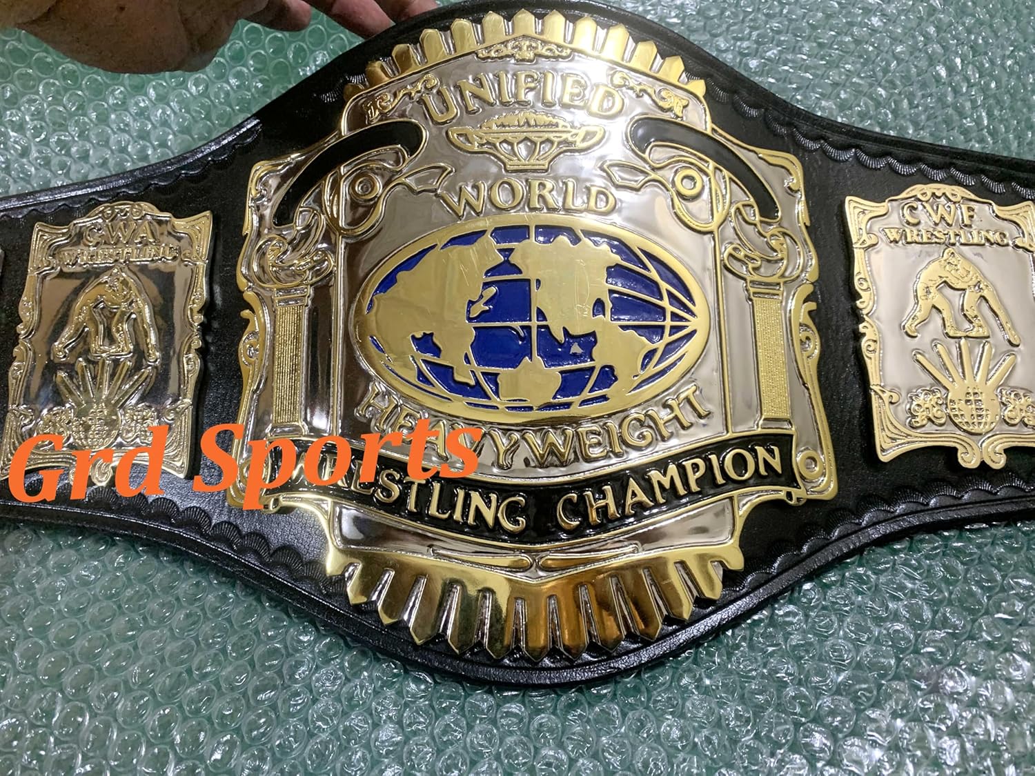 USWA Unified World Heavyweight Wrestling Championship Belt 4mm Zinc Dual Gold Plated