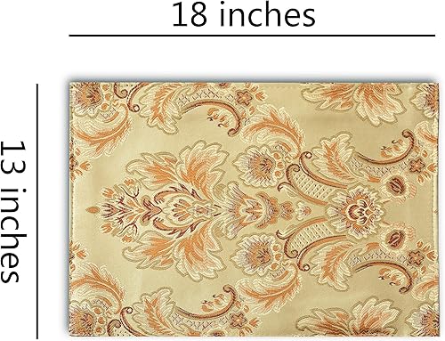 Miniatura 2 de Juego de 6 manteles individuales y camino de mesa de comedor de lujo, manteles individuales dorados de tela bohemia, perfectos para decoración de