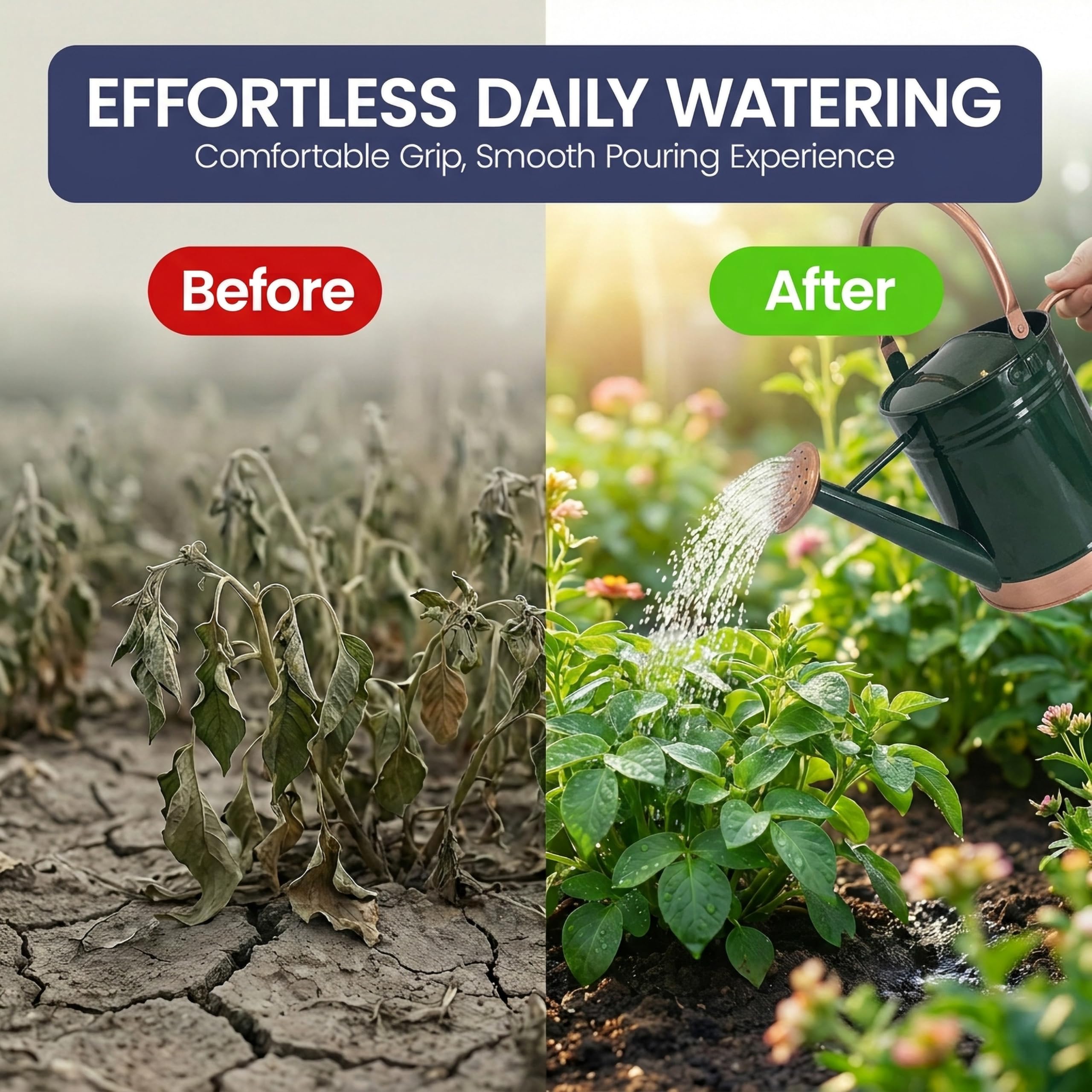 Gardenised Annaffiatoio in acciaio da 1 gallone con testa lunga di precisione per irrigazione controllata e doccia, ideale per piante da interno ed esterno, fiori e piante d'appartamento, verde