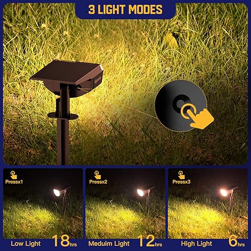 Miniatura 3 de Kyosho - Focos solares de luz cálida al aire libre, 38 LED, luces solares para paisajes IP67 impermeables, focos solares al aire libre 2 en 1 para