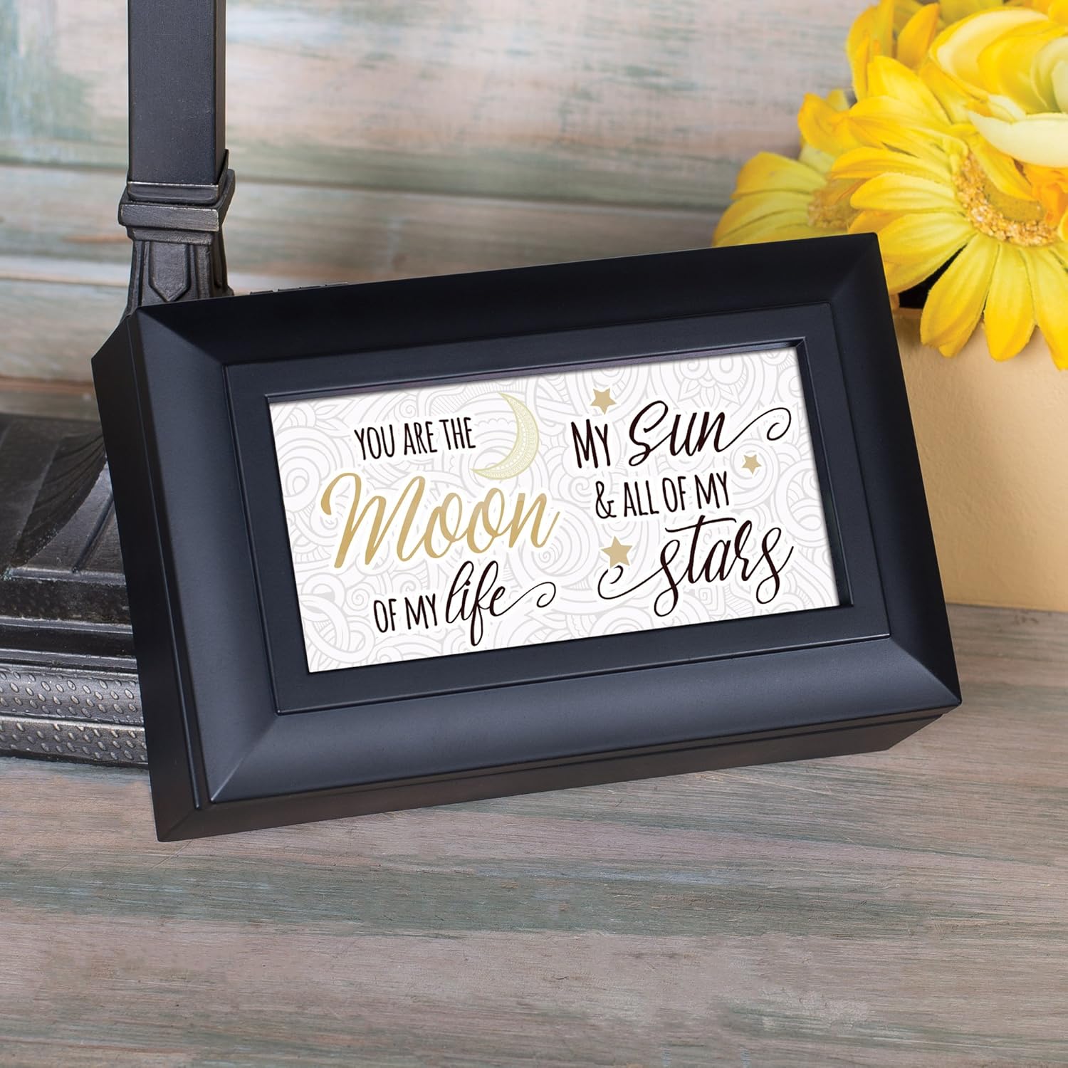 Cottage Garden You are The Moon of My Life Matte Black Jewelry Music Box Plays You Light Up My Life