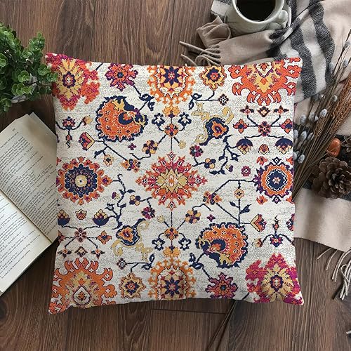 Miniatura 5 de Juego de 2 fundas de almohada de 18 x 18 pulgadas, diseño étnico bohemio con cremallera, decoración del hogar para sala de estar, dormitorio, cama,