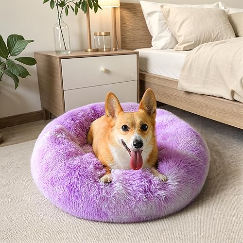 Miniatura 7 de Western Home - Cama para perros y gatos de piel sintética, cama relajante original para mascotas pequeñas, medianas y grandes, antiansiedad, dona,