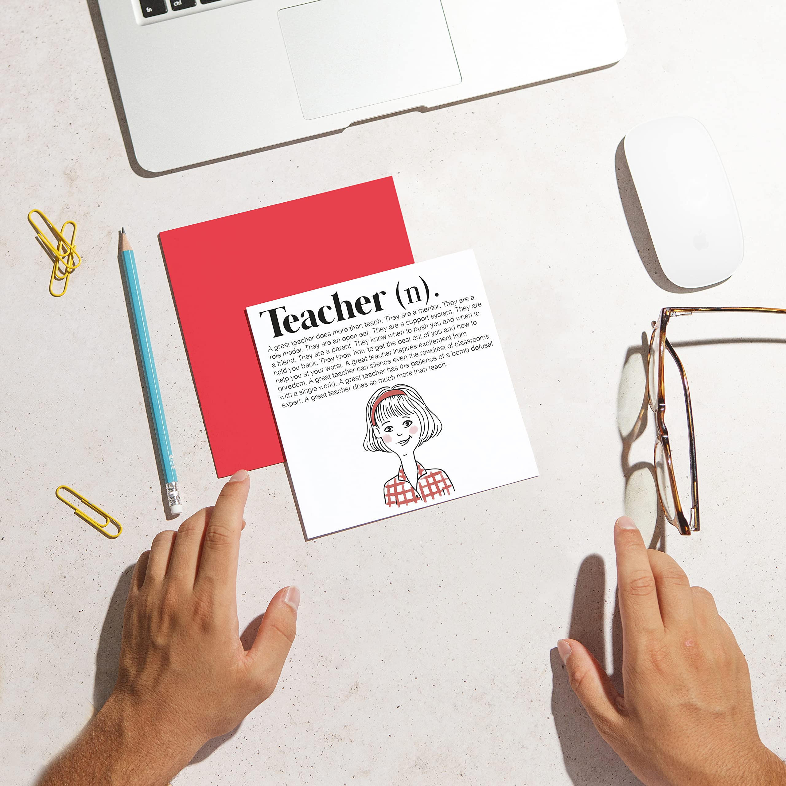 Huxters Dankeskarte Für Lehrer – Wertschätzende Karte Im A5-Format Mit Rotem Umschlag